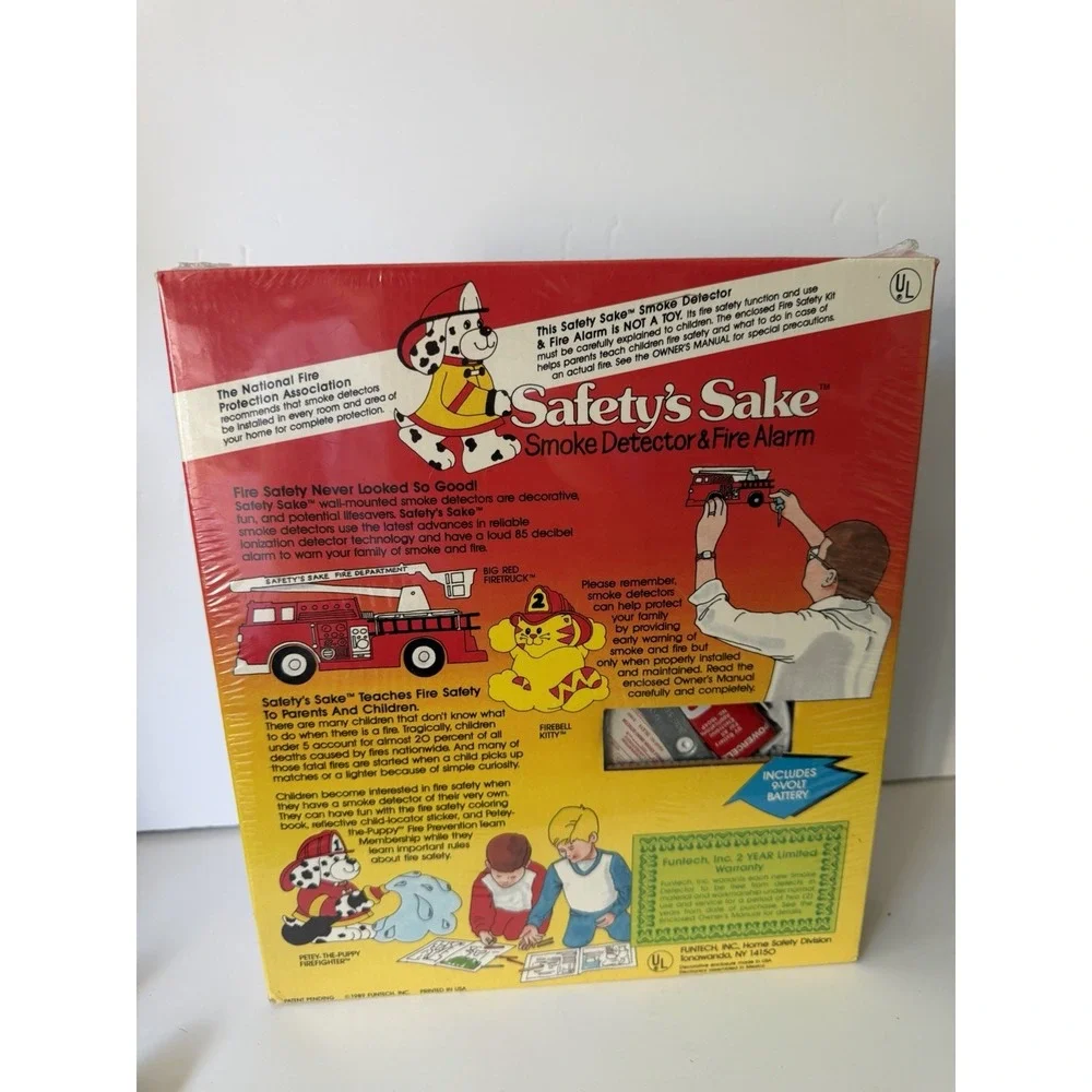Vtg 1989 Funtech Safety's Sake Smoke Detector & Fire Alarm Dalmatian New Sealed